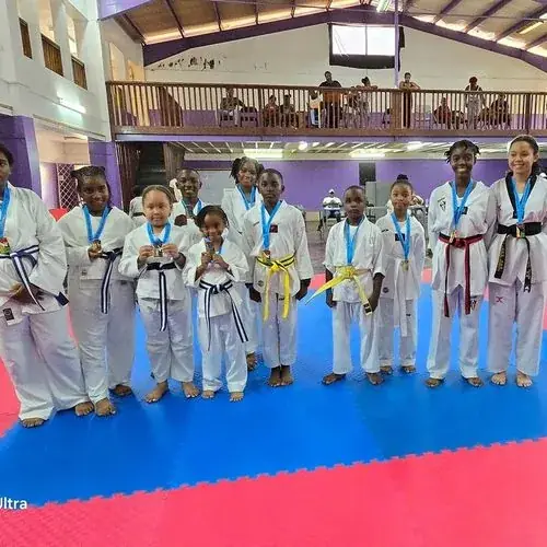 Young athletes with their medals